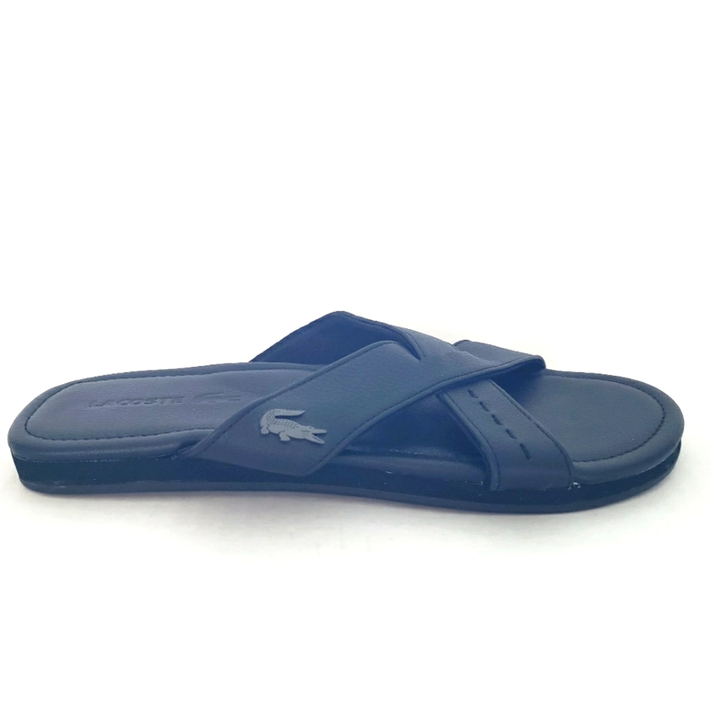 Lacoste Men's Slip On Sandals Leather Black 7